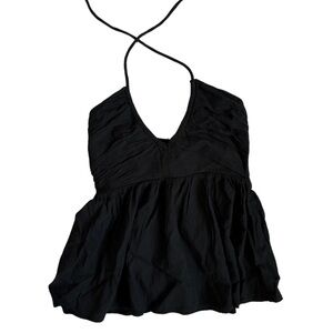 OLD NAVY - black fit and flare tank top cross front halter neck size xs